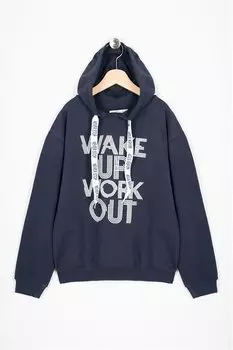 Толстовка с капюшоном с принтом и лентой для мальчиков темно-синего цвета для пробуждения и тренировок Zepkids