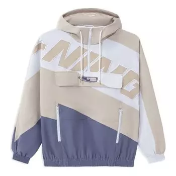 Толстовка с капюшоном с принтом логотипа и цветными блоками Li-Ning, бежевый