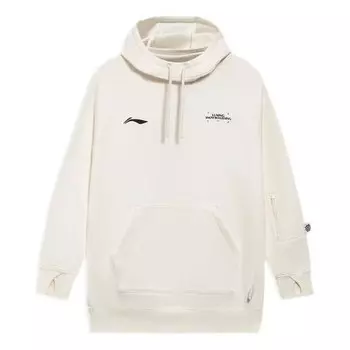 Толстовка с капюшоном с принтом логотипа серии скейтборд свободная толстовка Li-Ning, белый