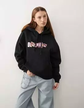 Толстовка с капюшоном с принтом на груди черного цвета Santa Cruz