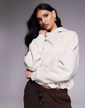Толстовка с капюшоном с пузырчатым подолом в камне ASOS DESIGN