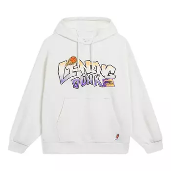 Толстовка с капюшоном с рисунком в виде мультфильма Li-Ning, белый