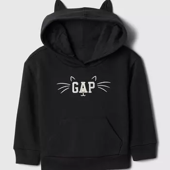 Толстовка с капюшоном с вышитым логотипом и котенком Gap, черный