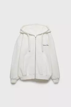 Толстовка с капюшоном с вышитым текстом z3d ZARA, экрю