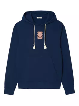 Толстовка с капюшоном SANDRO с кожаными нашивками, синий