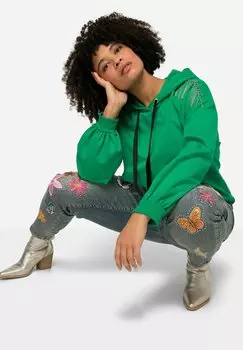 Толстовка с капюшоном SCHULTER-VERZIERUNG BALLON-LANGARM Angel of Style, зеленый