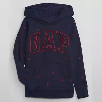 Толстовка с капюшоном сердечками и вышитым логотипом Gap, синий