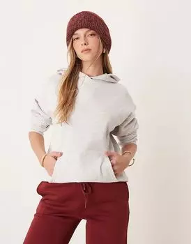 Толстовка с капюшоном серого меланжевого цвета New Look