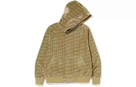 Толстовка с капюшоном Shark на молнии с монограммой и логотипом BAPE Velour A Bathing Ape, желтый
