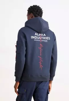 Толстовка с капюшоном SIGNATURE HOODY Alpha Industries, темно-синий