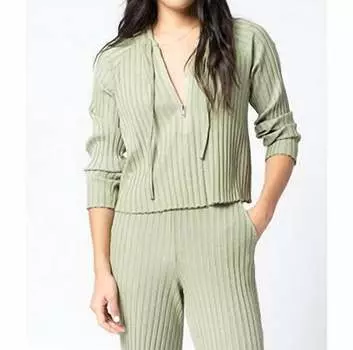 Толстовка с капюшоном Siro Rib Half Zip в цвете Green Tea Stateside