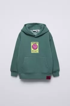 Толстовка с капюшоном smileyworld graffiti ZARA, зеленый