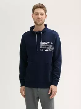 Толстовка с капюшоном SNOOD MIT TEXTPRINT TOM TAILOR, темно-синий
