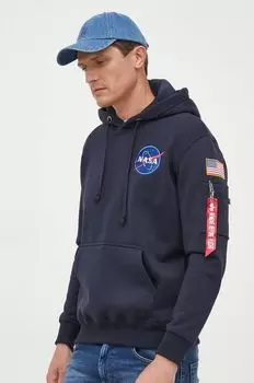 Толстовка с капюшоном Space Shuttle Alpha Industries, темно-синий