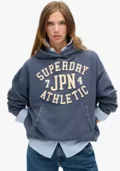 Толстовка с капюшоном Superdry "ATHLETIC APPLIQ OVERSIZE HOOD", цвет морской волны
