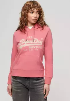 Толстовка с капюшоном Superdry "EMMBROIDERED VL GRAPHIC HOODIE", коралловый