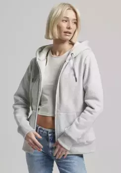 Толстовка с капюшоном Superdry "ESSENTIAL BORG LINED ZIPHOOD", серый