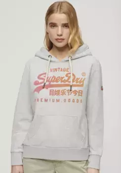 Толстовка с капюшоном Superdry "TONAL VL GRAPHIC HOODIE", серый