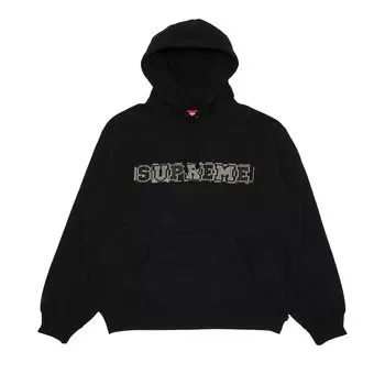 Толстовка с капюшоном Supreme, расшитая бисером, Черная