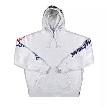 Толстовка с капюшоном Supreme с мульти-логотипом, Пепельно-серый