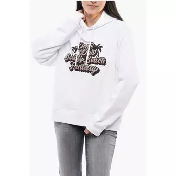Толстовка с капюшоном SWEATY BEACH с блестящим принтом Dsquared2, White