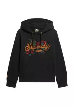 Толстовка с капюшоном TATTOO SCRIPT GRAPHIC Superdry, черный