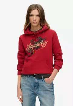 Толстовка с капюшоном TATTOO SCRIPT GRAPHIC Superdry, красный