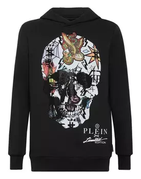 Толстовка с капюшоном Tattoo Skull со стразами Philipp Plein, черный