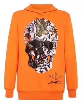 Толстовка с капюшоном Tattoo Skull со стразами Philipp Plein, оранжевый