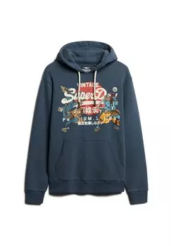 Толстовка с капюшоном TOKYO VI GRAPHIC EINFARBIG Superdry, темно-синий