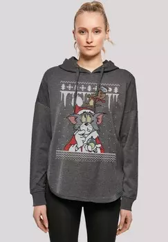 Толстовка с капюшоном TOM UND JERRY CHRISTMAS WEIHNACHTEN FAIR ISLE F4NT4STIC, темно-серый