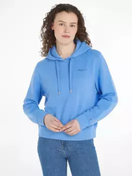 Толстовка с капюшоном Tommy Hilfiger "1985 RLX MINI CORP LOGO HOODIE" с надписью-логотипом на груди, голубой