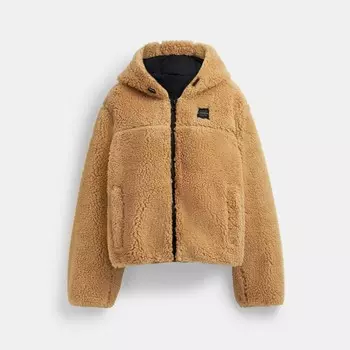 Толстовка с капюшоном Tonal Sherpa Zip COACH, цвет caramel