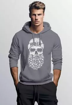 Толстовка с капюшоном Totenkopf Nordisch Moin Hamburg Dialekt Skull Anker Fashion Streetstyle Neverless, серый