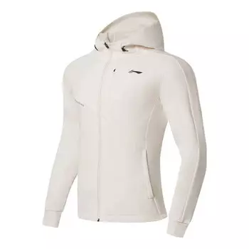 Толстовка с капюшоном, тренировочная куртка с логотипом и принтом Li-Ning, белый