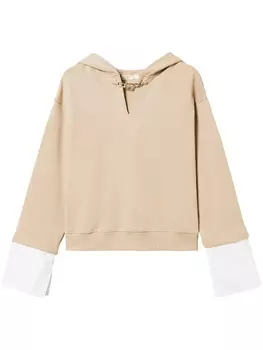 Толстовка с капюшоном TWINSET Oval T с цепочкой, нейтральный