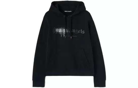 Толстовка с капюшоном, украшенная стразами Palm Angels, черный