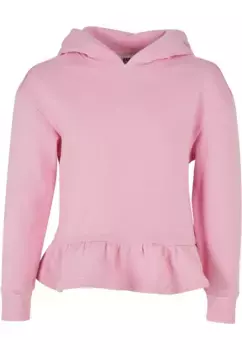 Толстовка с капюшоном URBAN CLASSICS " Urban Classics Women's Girls Organic Flounced Hoody", розовый