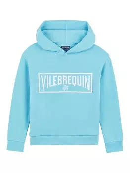 Толстовка с капюшоном Vilebrequin Kids с вышитым 3D-логотипом, синий
