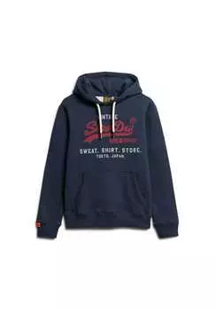 Толстовка с капюшоном - vl heritage свободный капюшон с логотипом монохромный Superdry., синий
