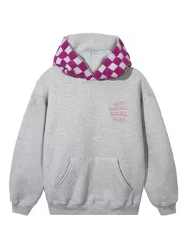 Толстовка с капюшоном в клетку Anti Social Social Club, серый