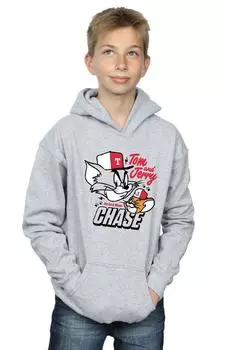 Толстовка с капюшоном в погоне за котами и мышами Tom & Jerry, серый