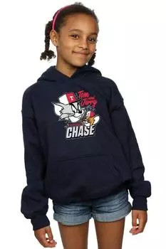 Толстовка с капюшоном в погоне за котами и мышами Tom & Jerry, темно-синий
