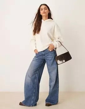 Толстовка с капюшоном в рубчик кремового цвета Abercrombie & Fitch