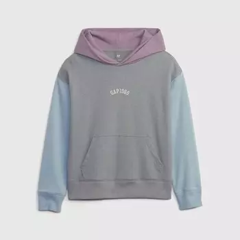 Толстовка с капюшоном в стиле колор-блок с вышитым логотипом Gap, голубой