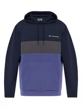 Толстовка с капюшоном в стиле колор-блок Ea7 Emporio Armani, синий