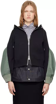 Толстовка с капюшоном в темно-синих и зеленых тонах sacai