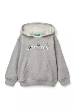 Толстовка с капюшоном WITH LOGO IN VARIOUS POSITIONS United Colors of Benetton, серый