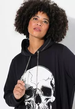 Толстовка с капюшоном WITH SKULL AND DECORATIVE SEAMS Angel of Style, черный