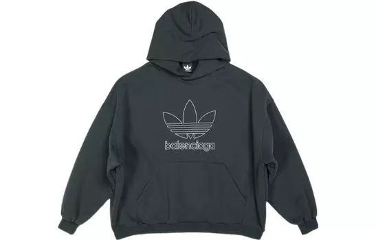 Толстовка с капюшоном X Adidas Large Fit Balenciaga, темно-зеленый